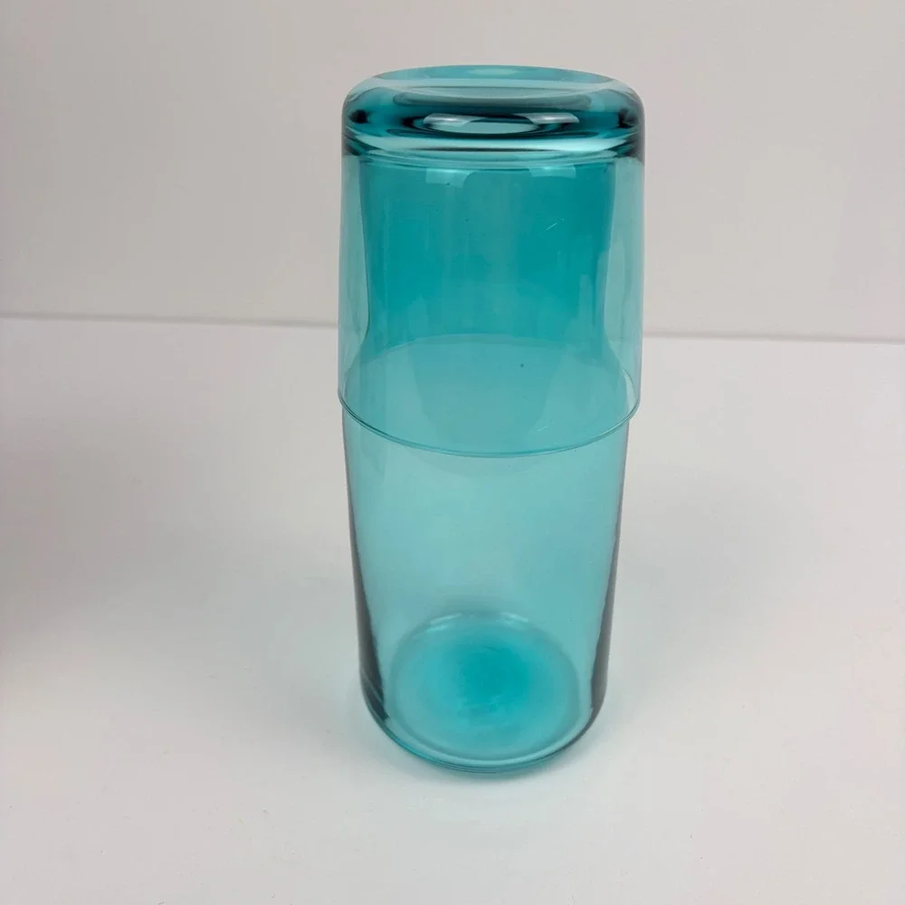 Jonathan Adler Biba Bedside Carafe Set Turquoise Blue Glass 25oz Carafe 10oz Cup